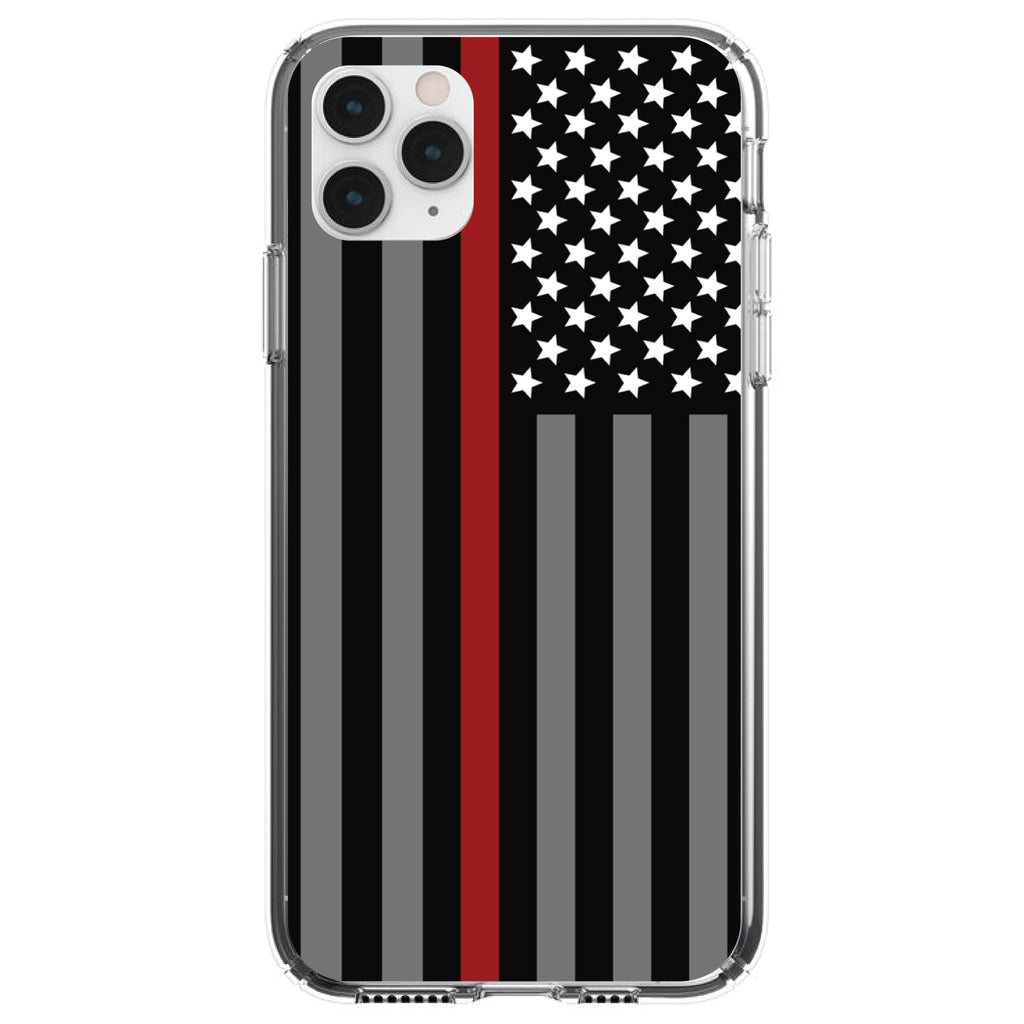 Thin Red Line US Flag Fire Rescue Clear Shockproof iPhone Case