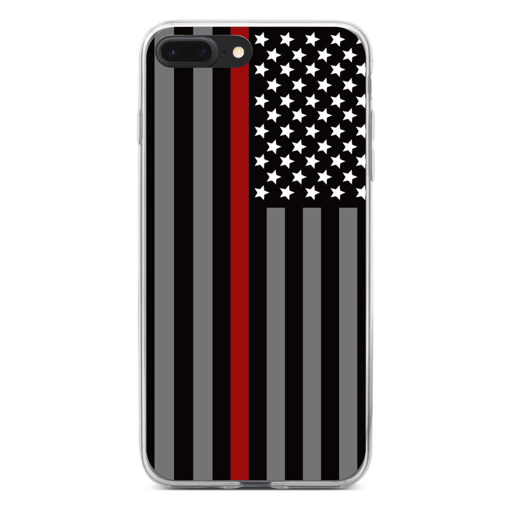 Thin Red Line US Flag Fire Rescue Clear Shockproof iPhone Case, view 6
