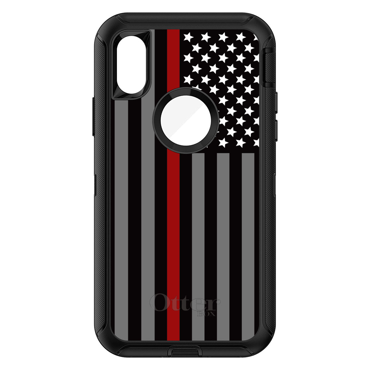 Thin Red Line US Flag Fire Rescue OtterBox Defender Case for iPhone & Galaxy, view 3