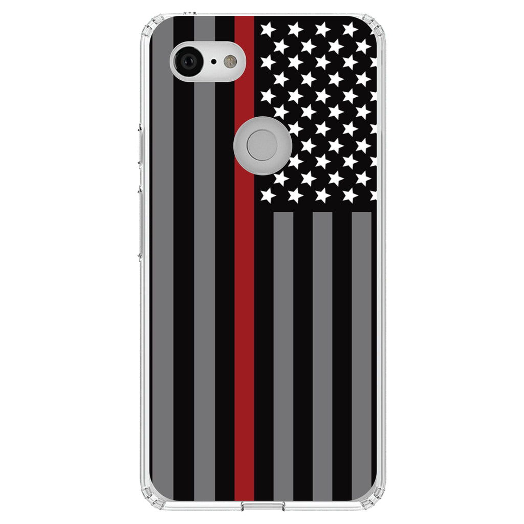 Thin Red Line US Flag Fire Rescue Clear Shockproof iPhone Case, view 22