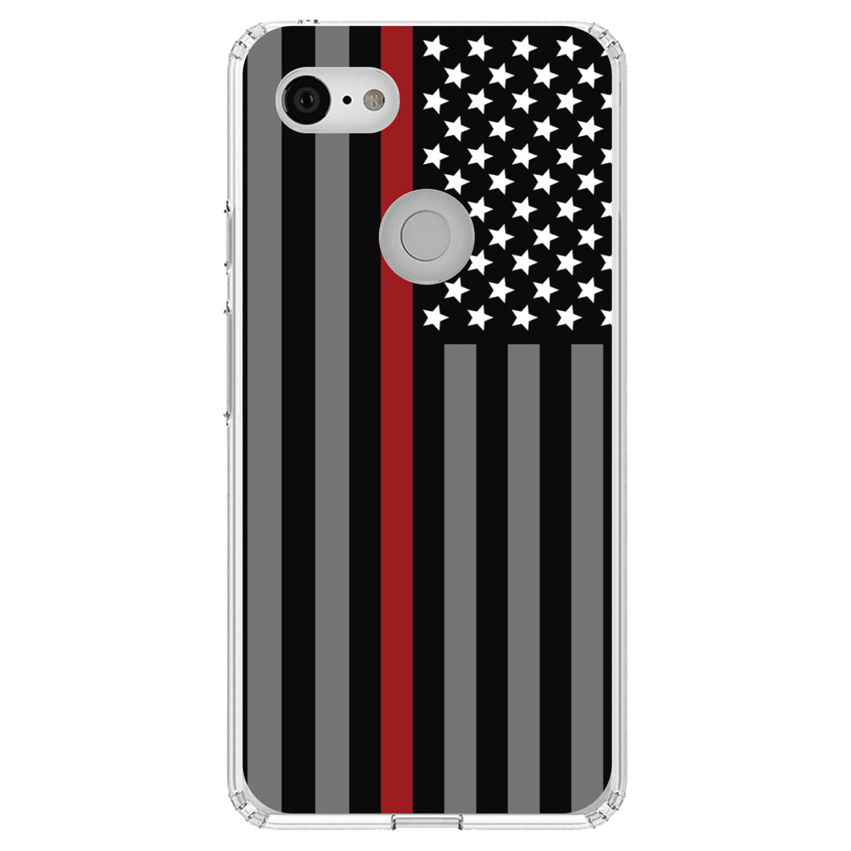 Thin Red Line US Flag Fire Rescue Clear Shockproof iPhone Case, view 22