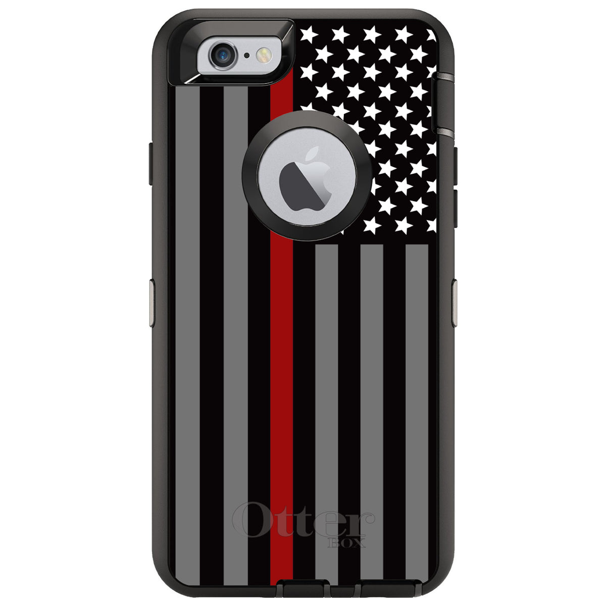 Thin Red Line US Flag Fire Rescue OtterBox Defender Case for iPhone & Galaxy, view 4