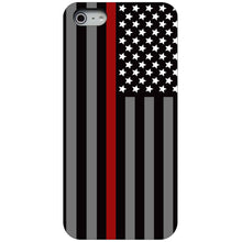 DistinctInk® Hard Plastic Snap-On Case for Apple iPhone or Samsung Galaxy - Thin Red Line US Flag Fire Rescue