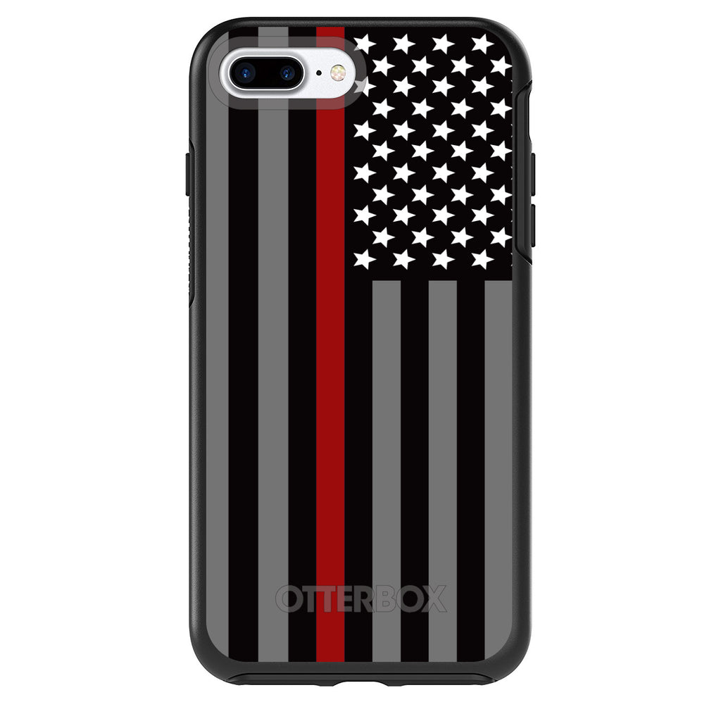 Thin Red Line US Flag Fire Rescue OtterBox Symmetry Case for iPhone & Galaxy, view 2