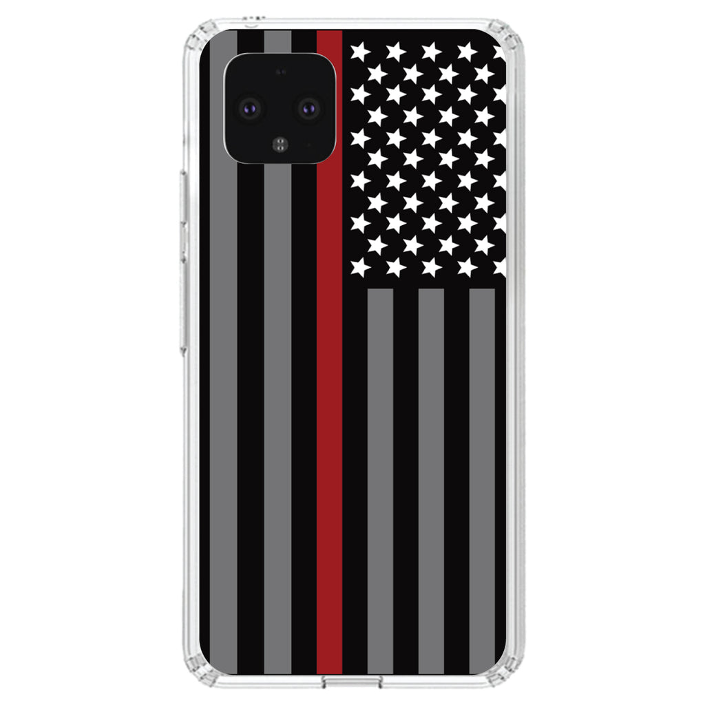 Thin Red Line US Flag Fire Rescue Clear Shockproof iPhone Case, view 23
