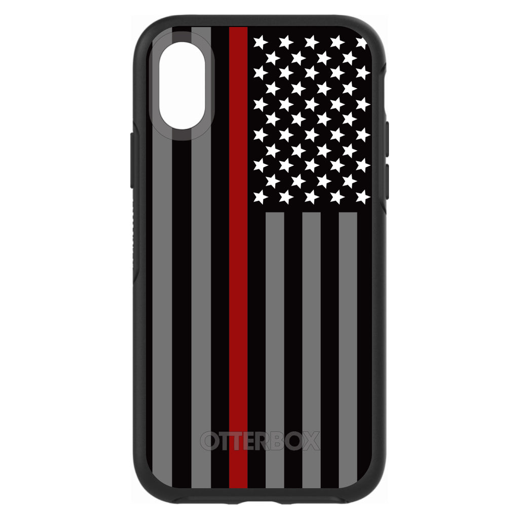 Thin Red Line US Flag Fire Rescue OtterBox Symmetry Case for iPhone & Galaxy, view 4