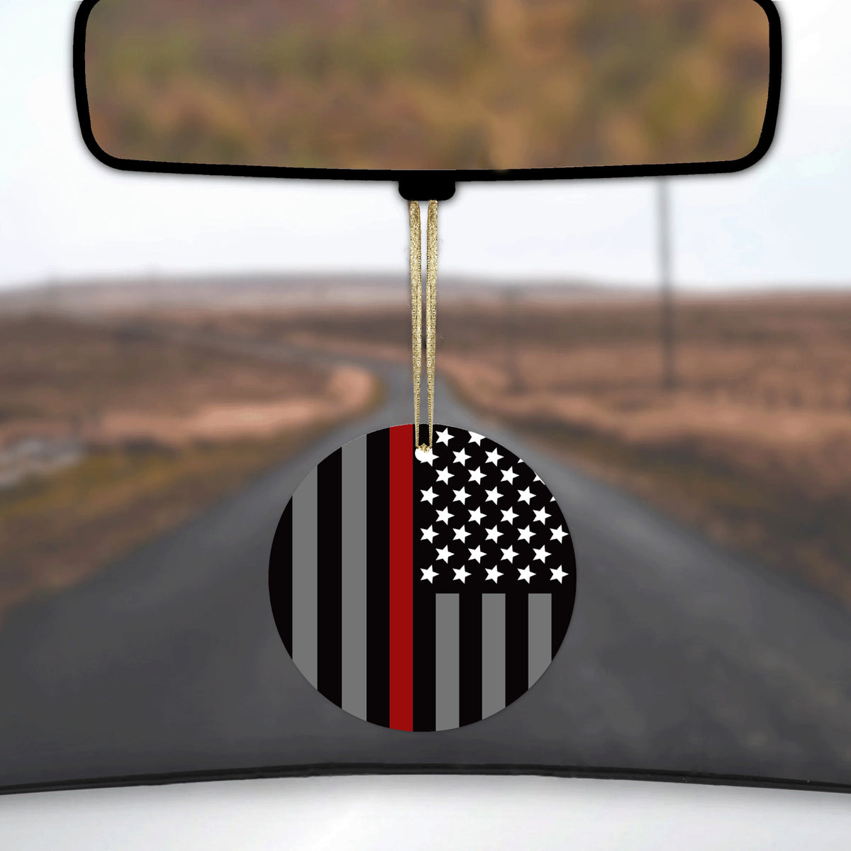 Thin Red Line US Flag Fire Rescue Ceramic Ornament, view 3