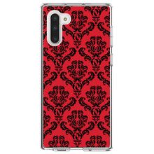 DistinctInk® Clear Shockproof Hybrid Case for Apple iPhone / Samsung Galaxy / Google Pixel - Red Black Damask Pattern
