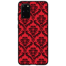 DistinctInk® Hard Plastic Snap-On Case for Apple iPhone or Samsung Galaxy - Red Black Damask Pattern