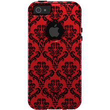 DistinctInk™ OtterBox Commuter Series Case for Apple iPhone or Samsung Galaxy - Red Black Damask Pattern