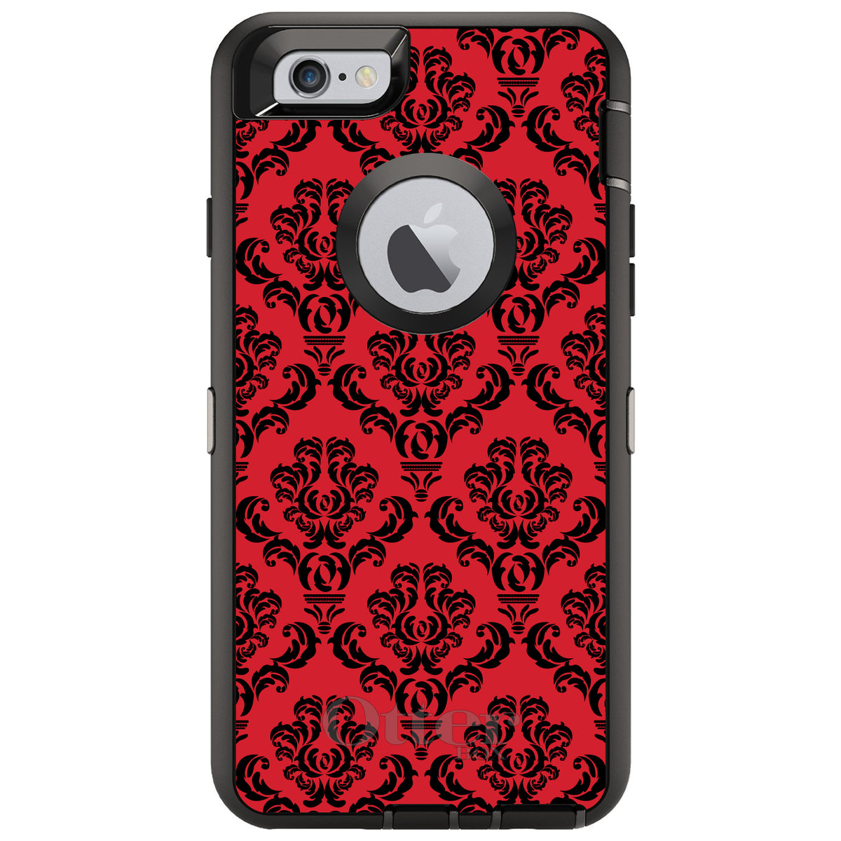 Red Black Damask Pattern OtterBox Defender Case for iPhone & Galaxy, view 4