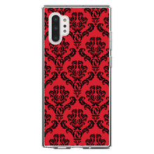 DistinctInk® Clear Shockproof Hybrid Case for Apple iPhone / Samsung Galaxy / Google Pixel - Red Black Damask Pattern