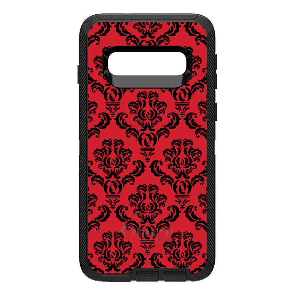 Red Black Damask Pattern OtterBox Defender Case for iPhone & Galaxy, view 6