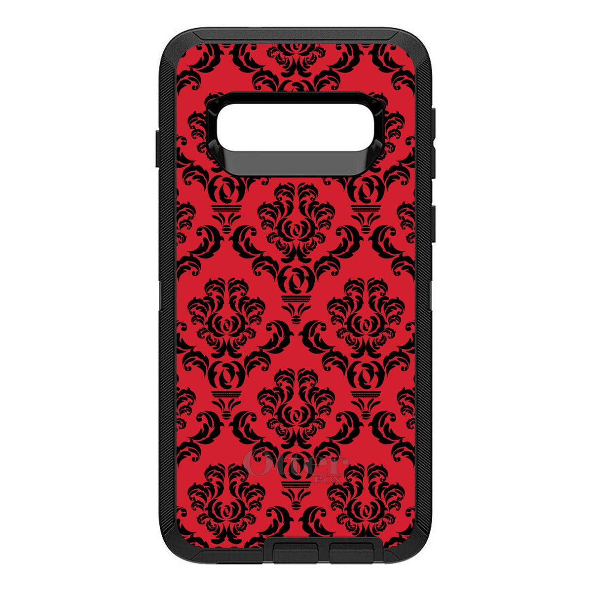 Red Black Damask Pattern OtterBox Defender Case for iPhone & Galaxy, view 6