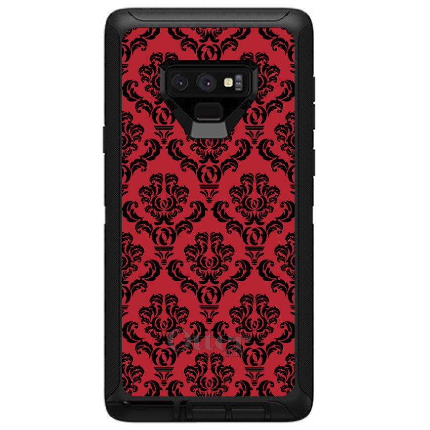 Red Black Damask Pattern OtterBox Defender Case for iPhone & Galaxy, view 13
