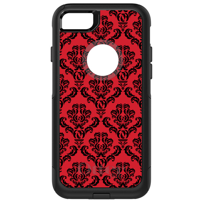 DistinctInk OtterBox Commuter Series Case for Apple iPhone or Samsung Galaxy - Red Black Damask Pattern
