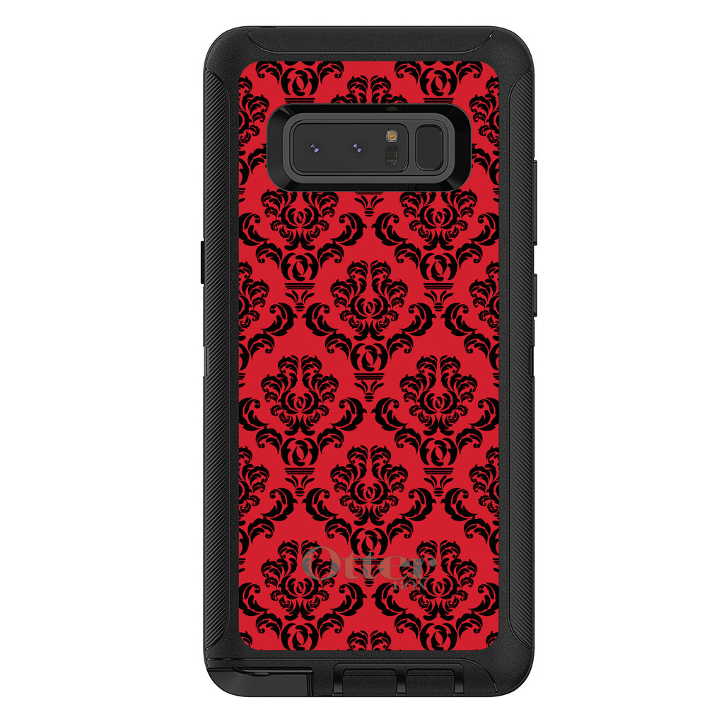 Red Black Damask Pattern OtterBox Defender Case for iPhone & Galaxy, view 14