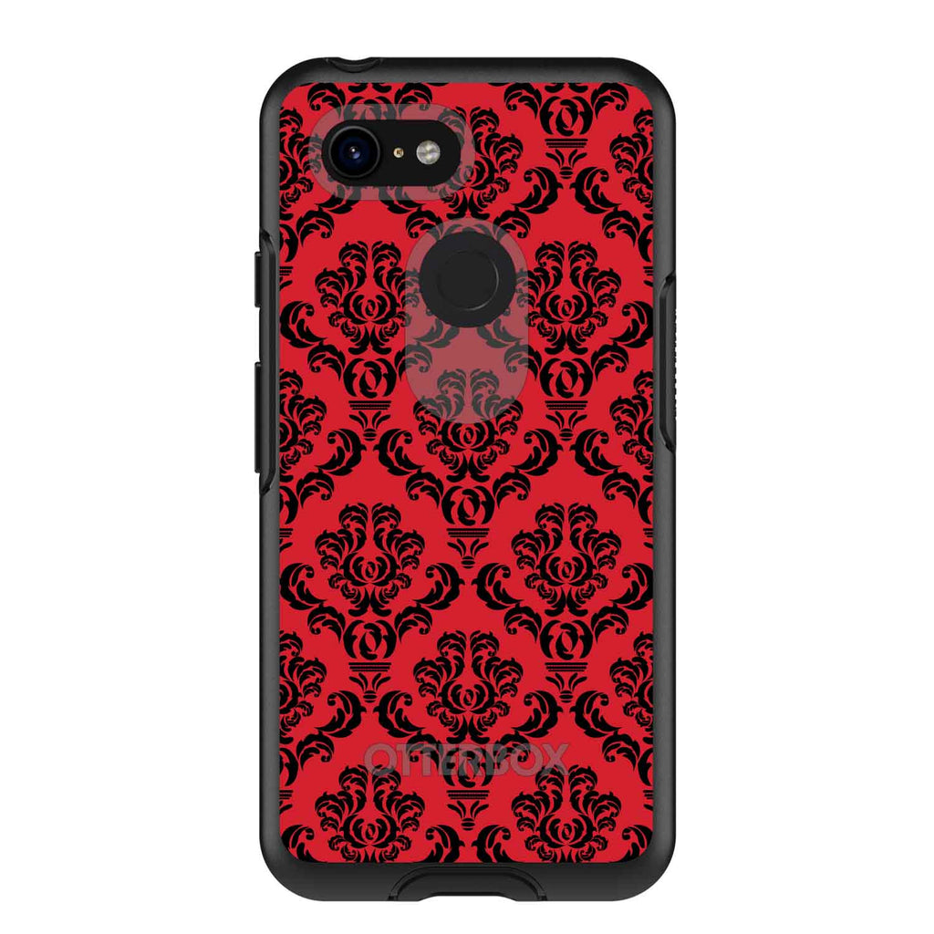 Red Black Damask Pattern OtterBox Symmetry Case for iPhone & Galaxy, view 15