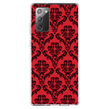 DistinctInk® Clear Shockproof Hybrid Case for Apple iPhone / Samsung Galaxy / Google Pixel - Red Black Damask Pattern