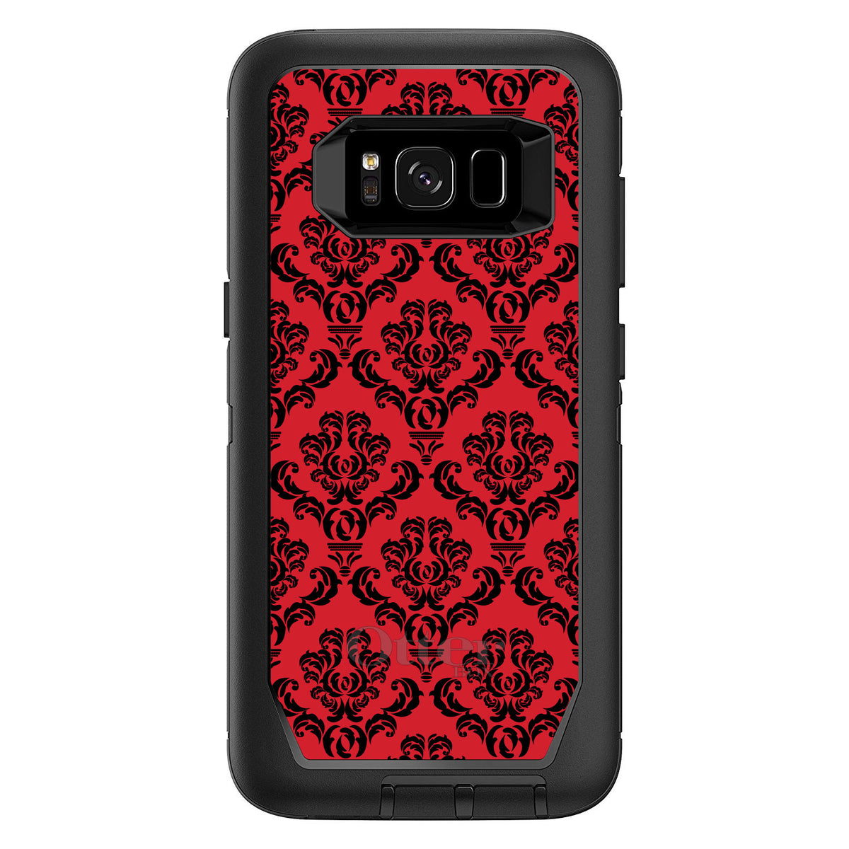 Red Black Damask Pattern OtterBox Defender Case for iPhone & Galaxy, view 9