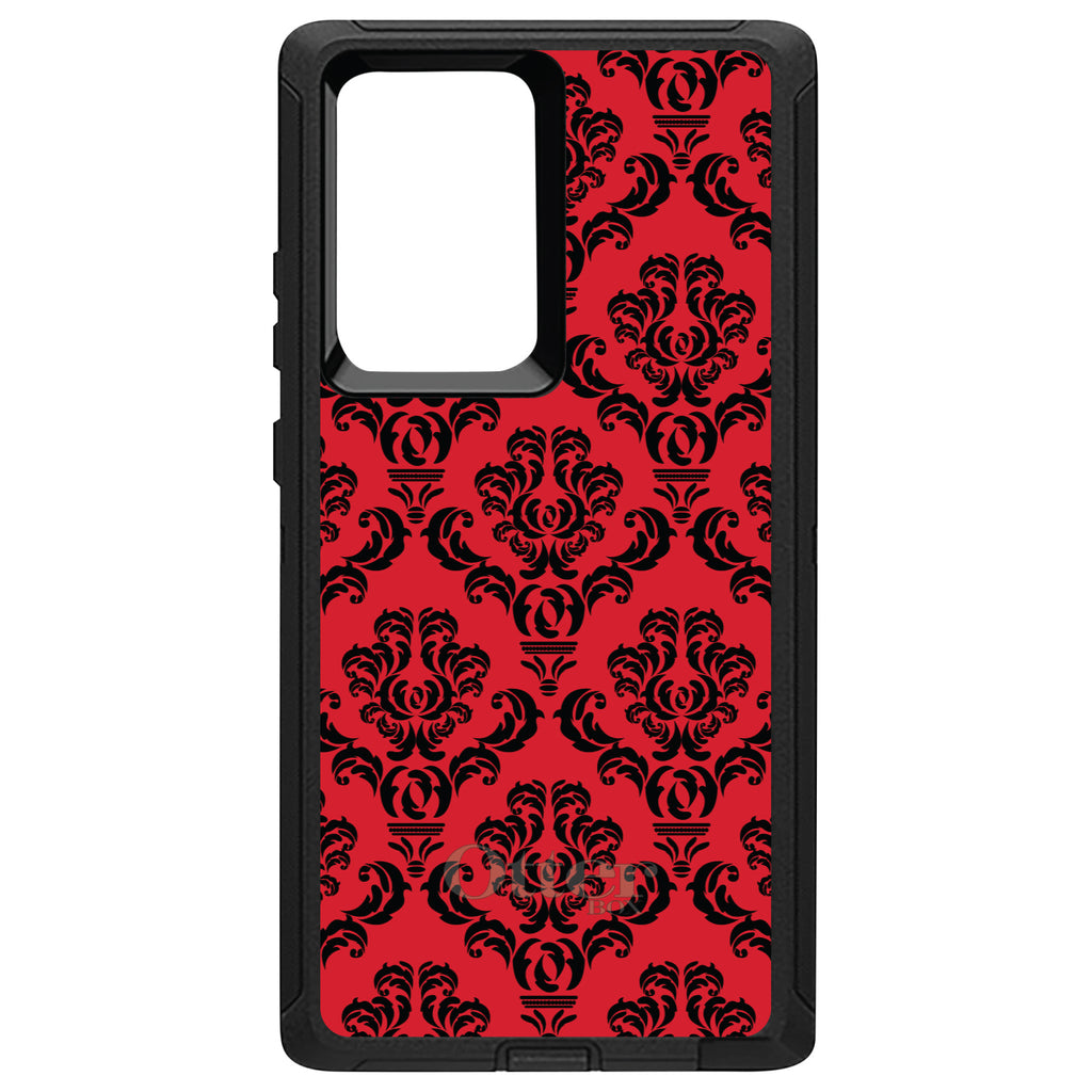 Red Black Damask Pattern OtterBox Defender Case for iPhone & Galaxy, view 10