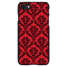 DistinctInk® Hard Plastic Snap-On Case for Apple iPhone or Samsung Galaxy - Red Black Damask Pattern