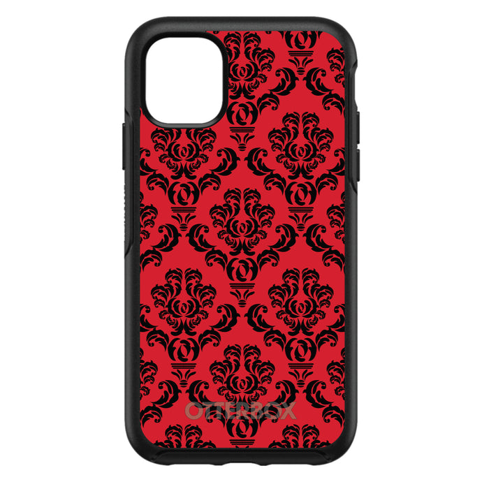 DistinctInk™ OtterBox Symmetry Series Case for Apple iPhone / Samsung Galaxy / Google Pixel - Red Black Damask Pattern