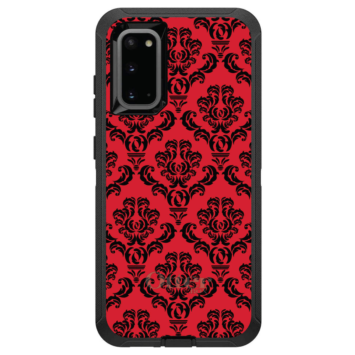 Red Black Damask Pattern OtterBox Defender Case for iPhone & Galaxy, view 5