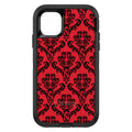 Red Black Damask Pattern OtterBox Defender Case for iPhone & Galaxy, view 2