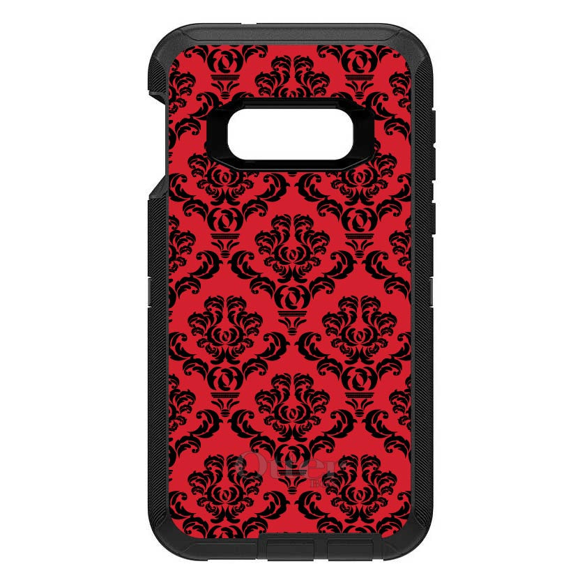 Red Black Damask Pattern OtterBox Defender Case for iPhone & Galaxy, view 7