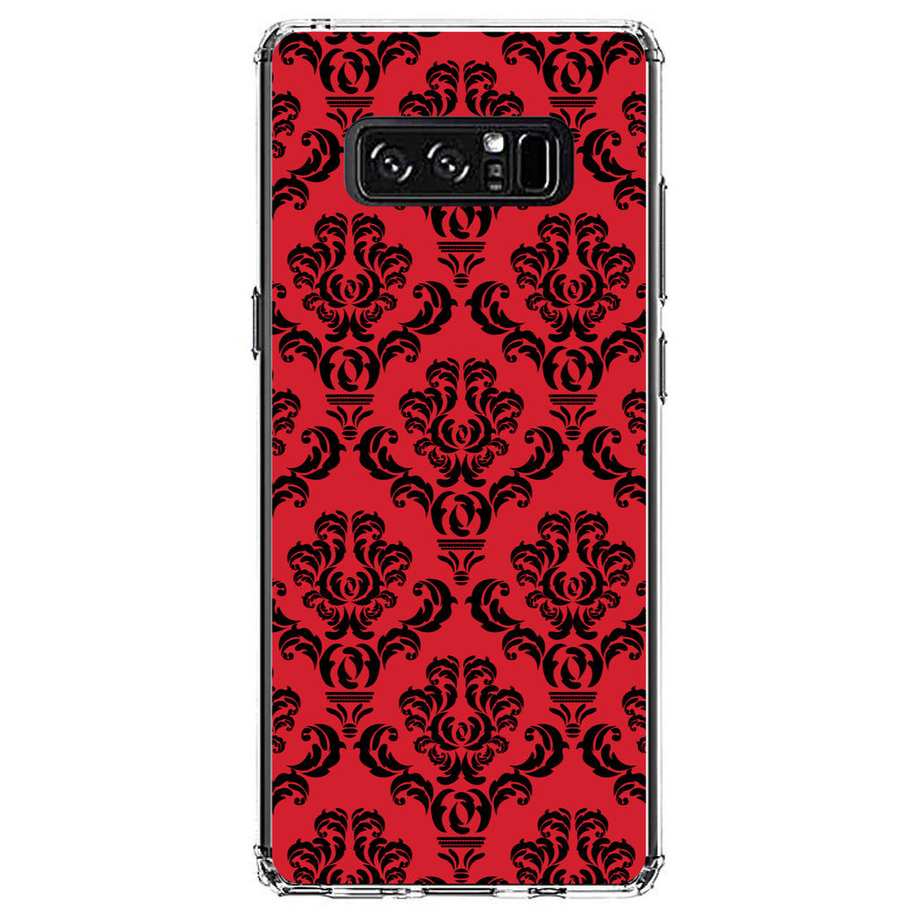 Red Black Damask Pattern Clear Shockproof iPhone Case, view 12