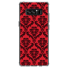DistinctInk® Clear Shockproof Hybrid Case for Apple iPhone / Samsung Galaxy / Google Pixel - Red Black Damask Pattern