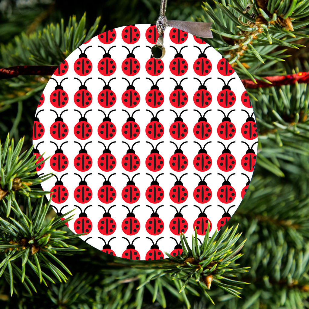Red White Black Lady Bugs Ceramic Ornament, view 2