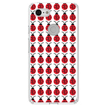 DistinctInk® Clear Shockproof Hybrid Case for Apple iPhone / Samsung Galaxy / Google Pixel - Red White Black Lady Bugs