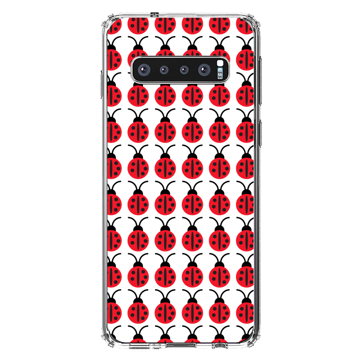 Red White Black Lady Bugs Clear Shockproof iPhone Case, view 16