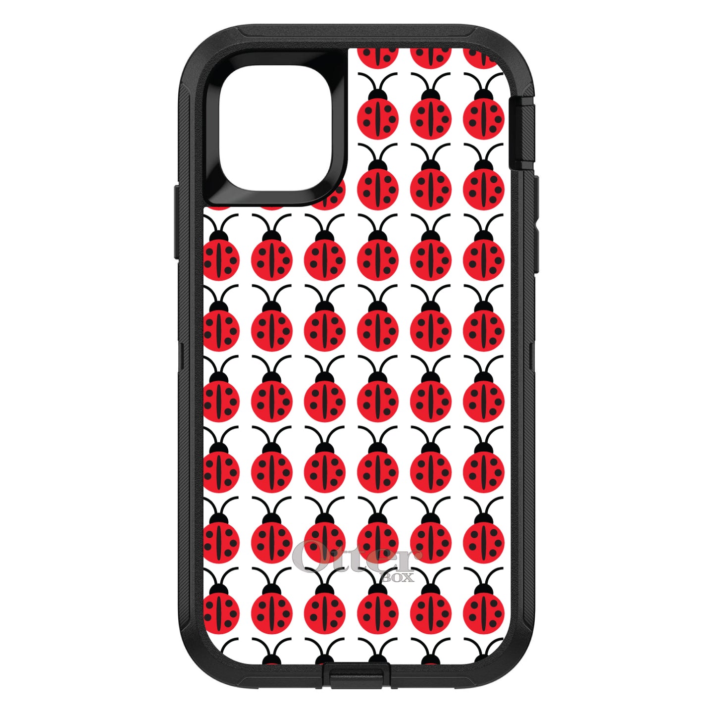 DistinctInk™ OtterBox Defender Series Case for Apple iPhone / Samsung Galaxy / Google Pixel - Red White Black Lady Bugs