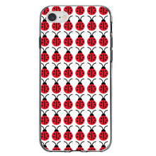 DistinctInk® Clear Shockproof Hybrid Case for Apple iPhone / Samsung Galaxy / Google Pixel - Red White Black Lady Bugs