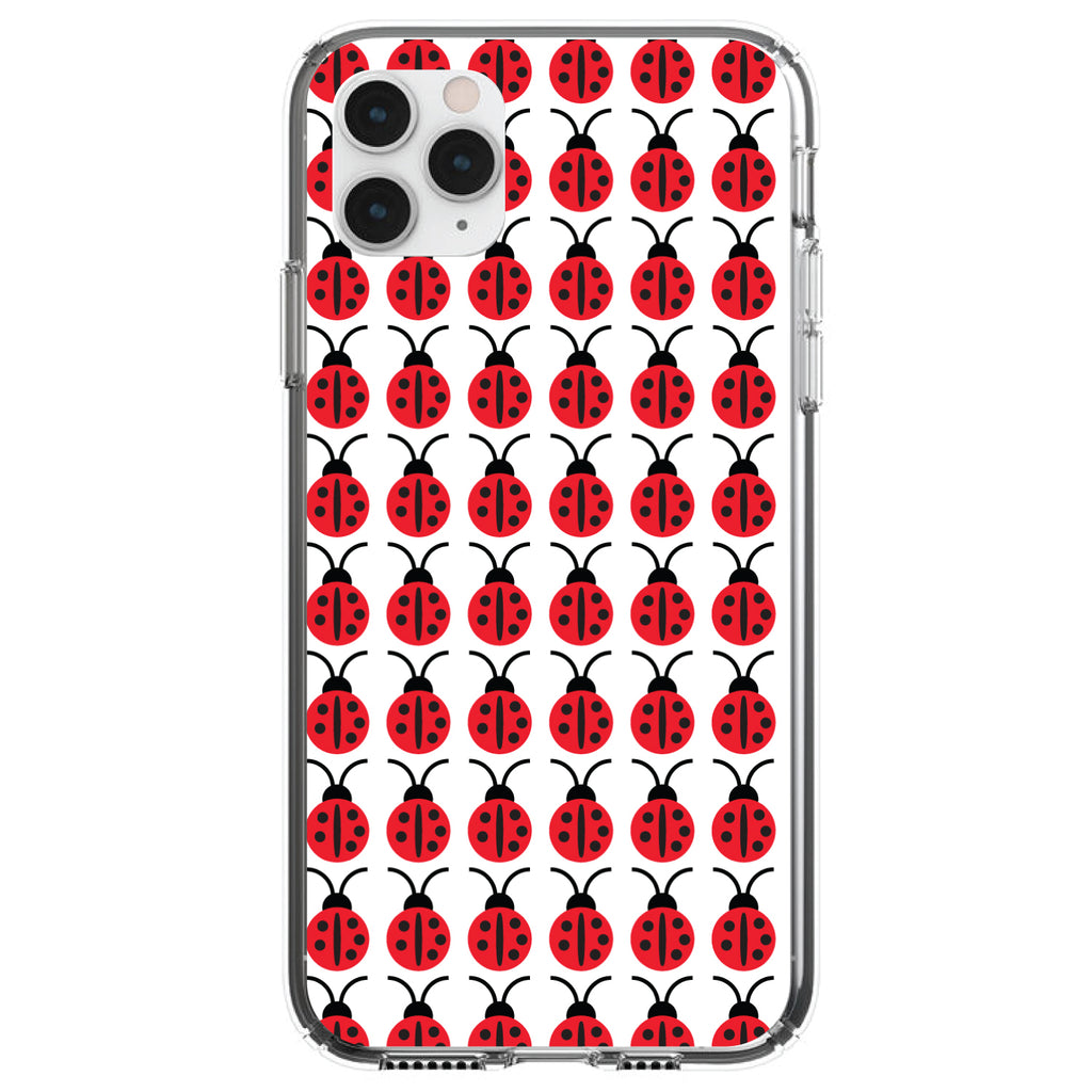 Red White Black Lady Bugs Clear Shockproof iPhone Case