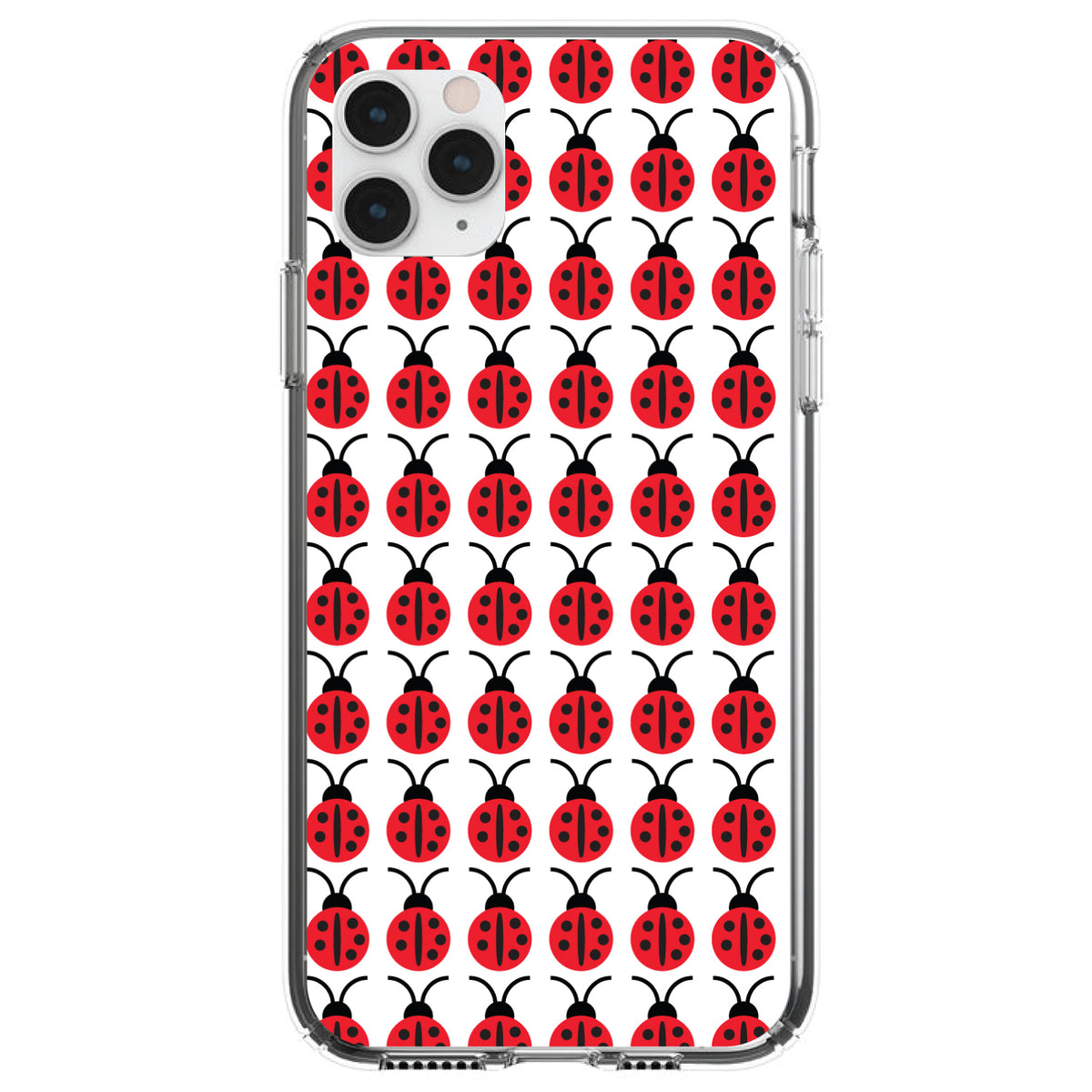 Red White Black Lady Bugs Clear Shockproof iPhone Case