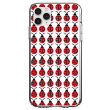 DistinctInk® Clear Shockproof Hybrid Case for Apple iPhone / Samsung Galaxy / Google Pixel - Red White Black Lady Bugs
