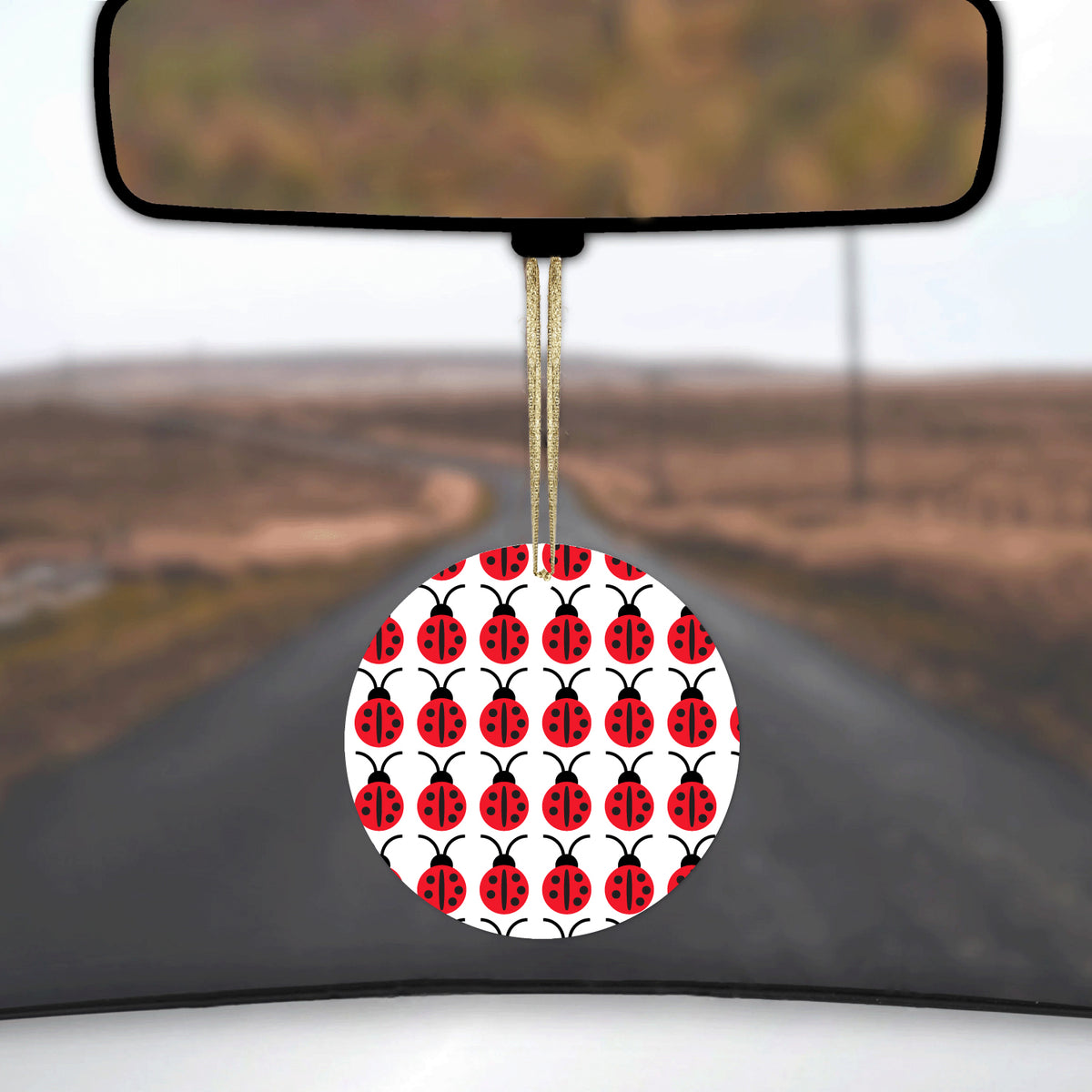 Red White Black Lady Bugs Ceramic Ornament, view 3