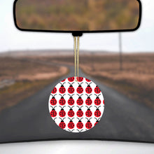 DistinctInk® Hanging Ceramic Christmas Tree Ornament with Gold String - Great Gift / Present - 2 3/4 inch Diameter - Red White Black Lady Bugs