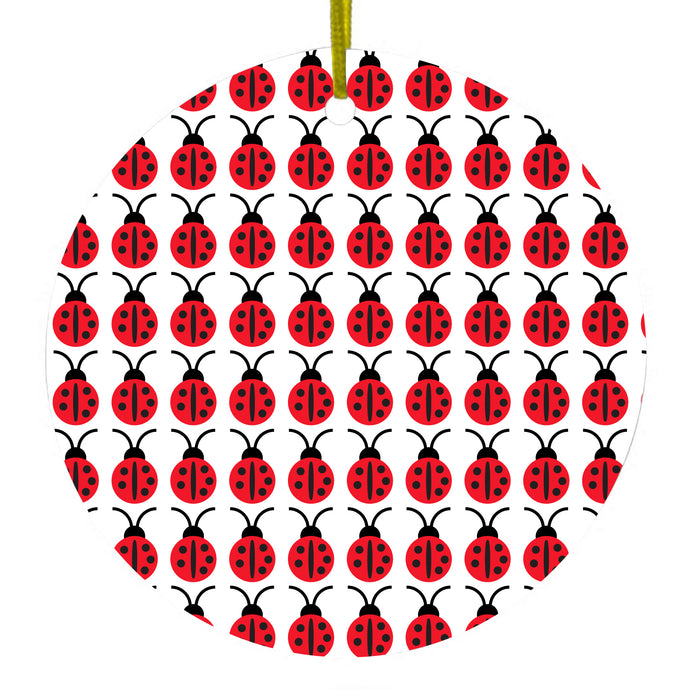 Red White Black Lady Bugs Ceramic Ornament