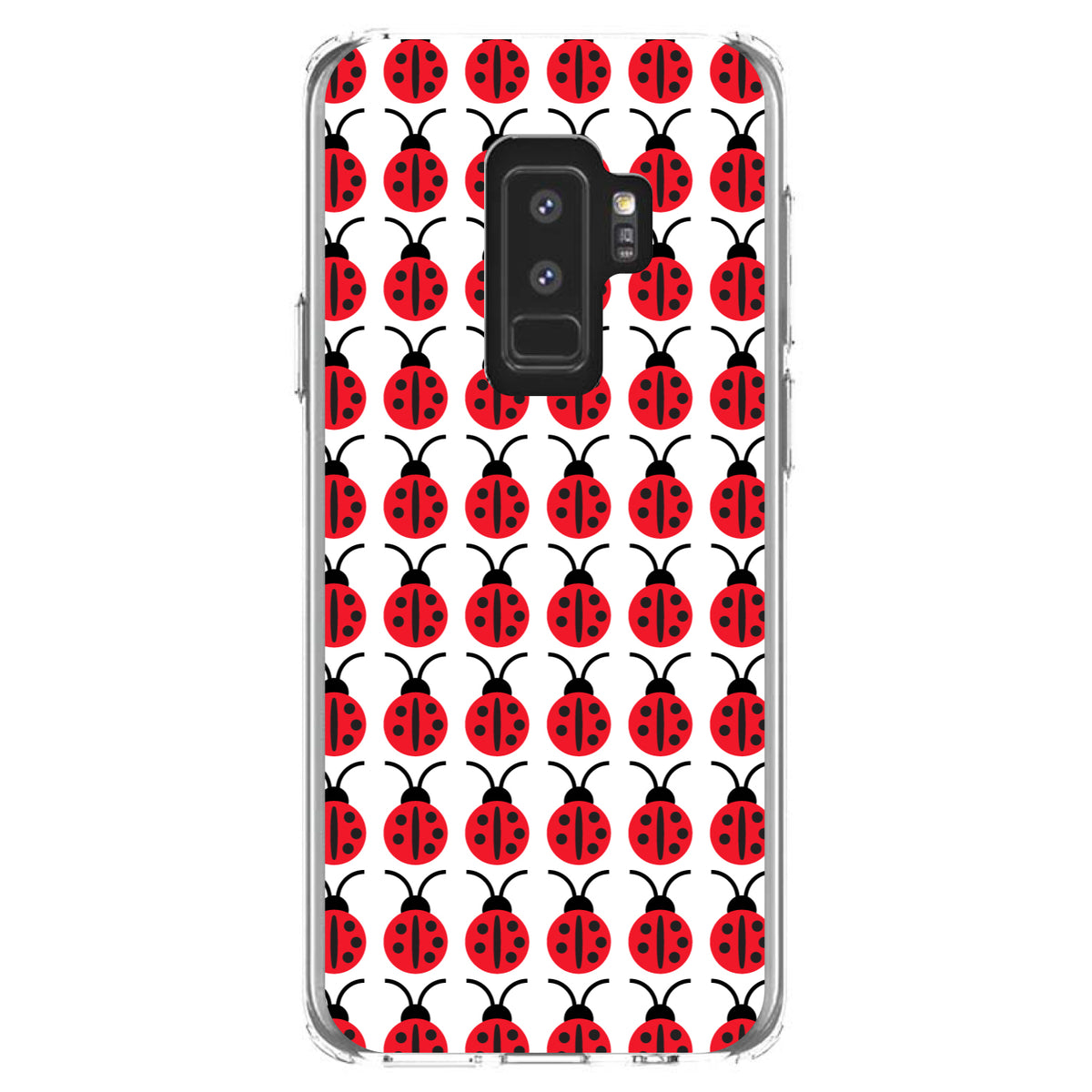 Red White Black Lady Bugs Clear Shockproof iPhone Case, view 20
