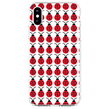 DistinctInk® Clear Shockproof Hybrid Case for Apple iPhone / Samsung Galaxy / Google Pixel - Red White Black Lady Bugs