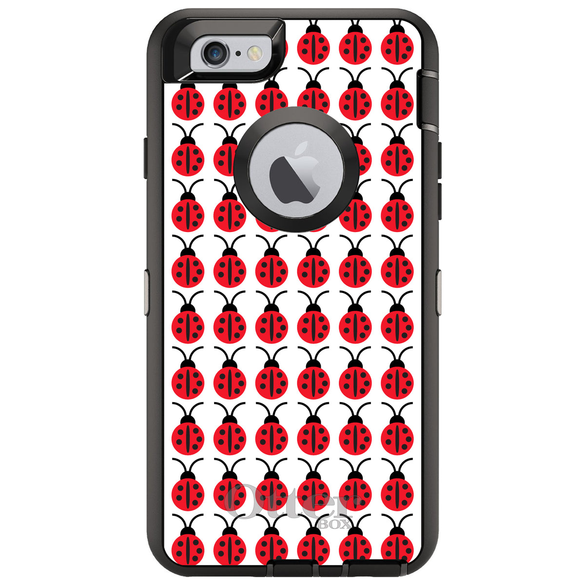 Red White Black Lady Bugs OtterBox Defender Case for iPhone & Galaxy, view 4
