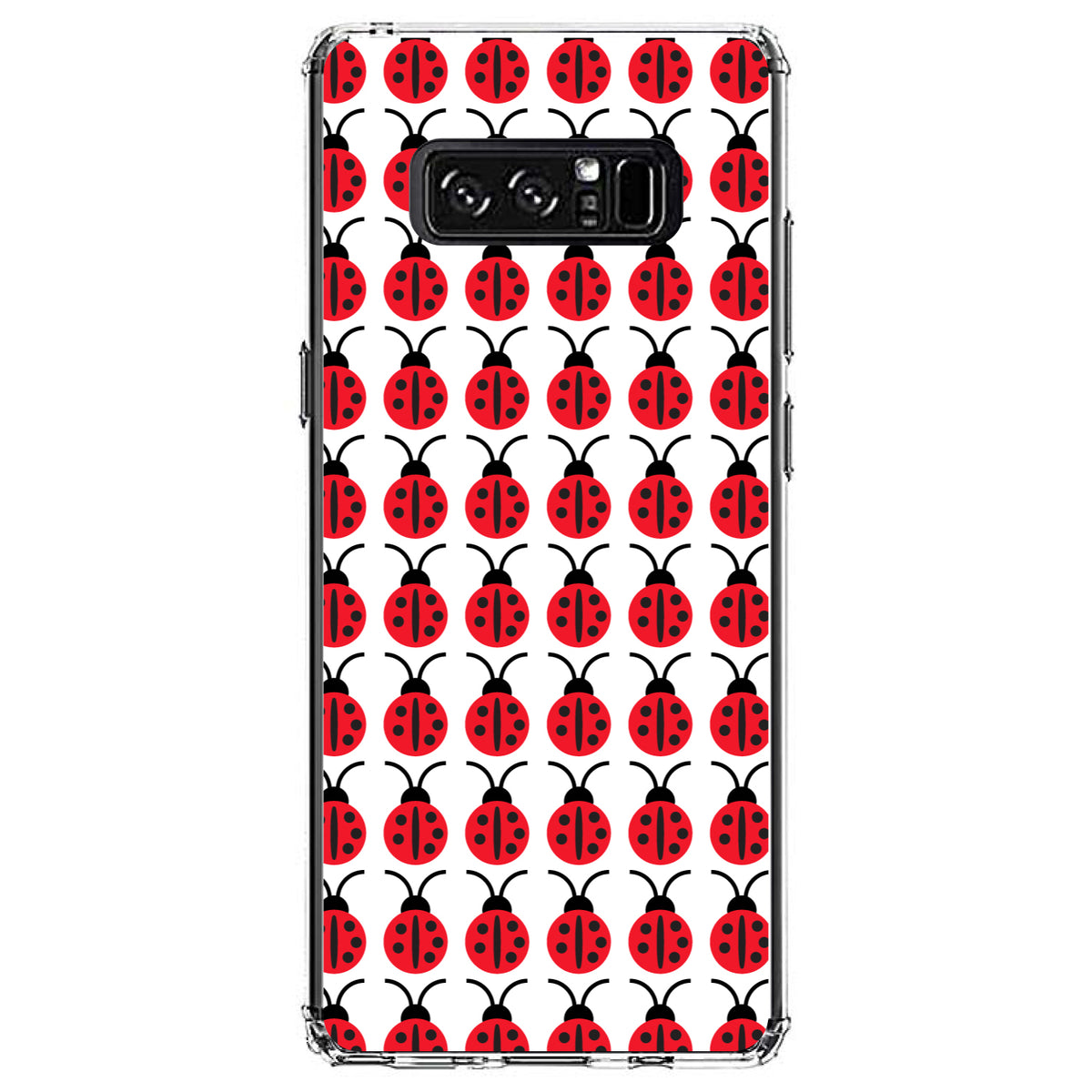 Red White Black Lady Bugs Clear Shockproof iPhone Case, view 12
