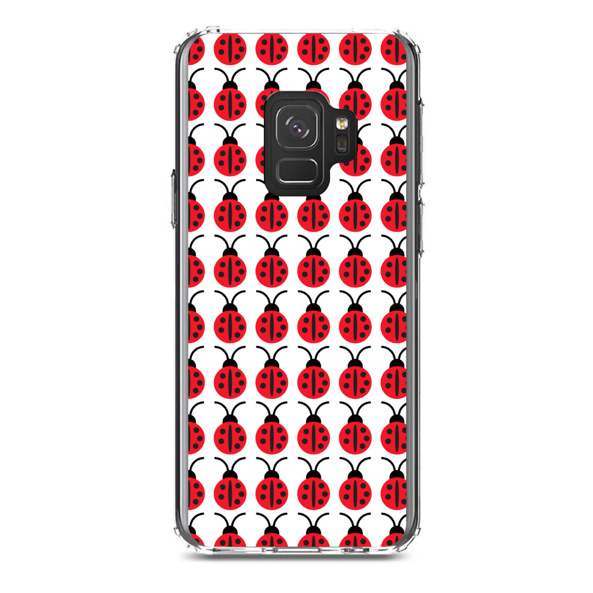 Red White Black Lady Bugs Clear Shockproof iPhone Case, view 19