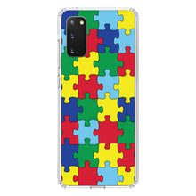 DistinctInk® Clear Shockproof Hybrid Case for Apple iPhone / Samsung Galaxy / Google Pixel - Primary Color Puzzle Pieces Autism