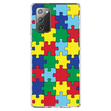 DistinctInk® Clear Shockproof Hybrid Case for Apple iPhone / Samsung Galaxy / Google Pixel - Primary Color Puzzle Pieces Autism